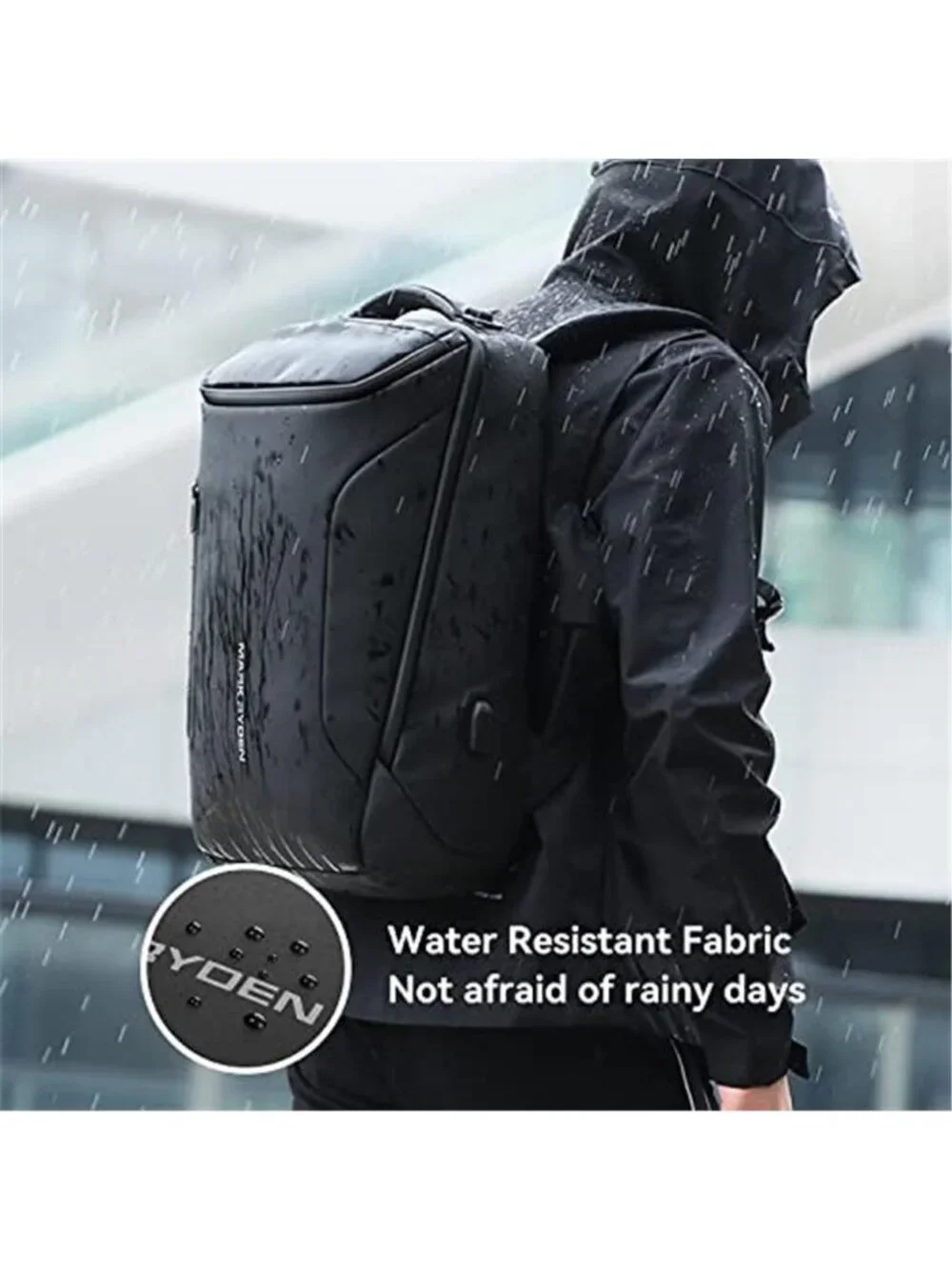 Waterproof Travel Laptop Backpack 17 Inch USB Charging Men Business Black Bag